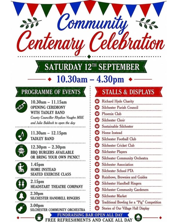 🎉 Celebrating 100 Years of Silchester Village Hall! 🎉 The Silchester Village Hall Centenary Team…